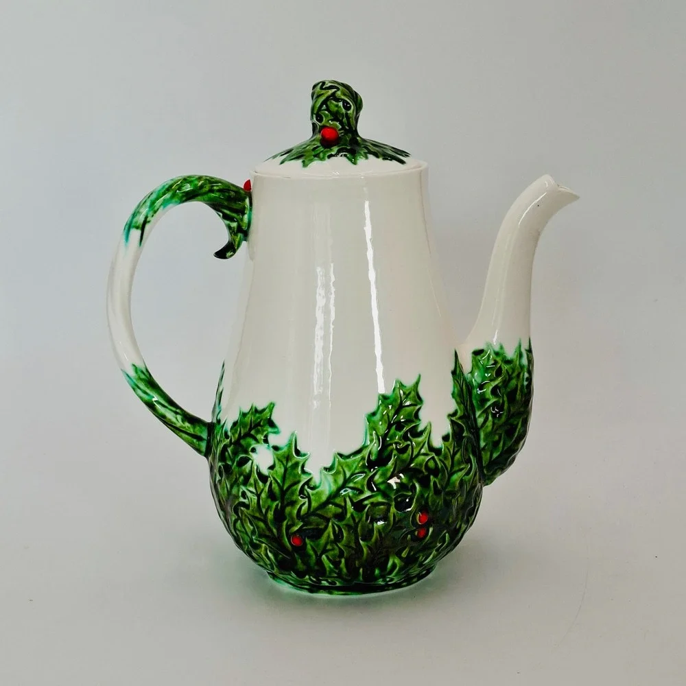 Vintage Lefton Holly Berry Coffee Pot 603 Japan Christmas Porcelain Teapot 9